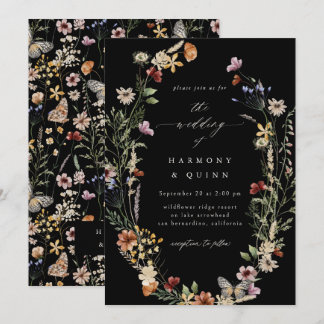 Faire-part de mariage à fleurs sauvages séchées Bo