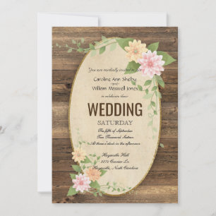 Faire-part de mariage à fleurs Vintage rustique