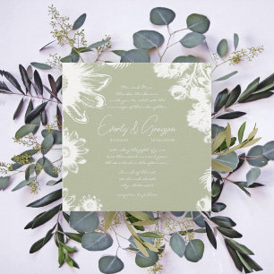 Faire-part de mariage à fleurs Vintages de chaux