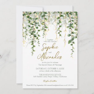 Faire-part de mariage à guirlande de verdure roman