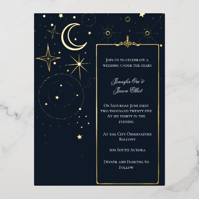 Faire-part de mariage à huile Starry Night Sky Fra (Recto)