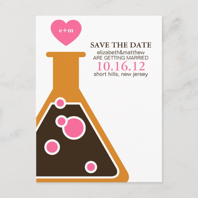 Faire-part de mariage à la chimie parfaite (Devant)