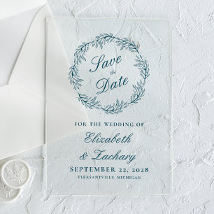 Faire-part de mariage à la couronne de teinte bleu