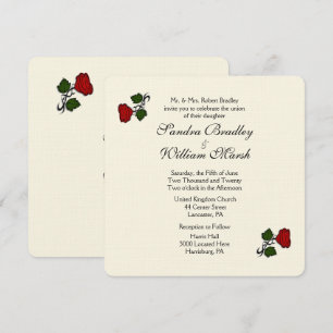 Faire-part de mariage à la crème rose rouge