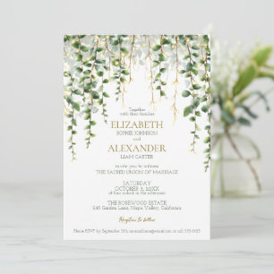 Faire-part de mariage à la guirlande de verdure ro