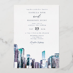 Faire-part de mariage à la ligne d'eau de Chicago 