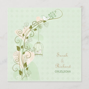 Faire-part de mariage à la menthe Lovebirds