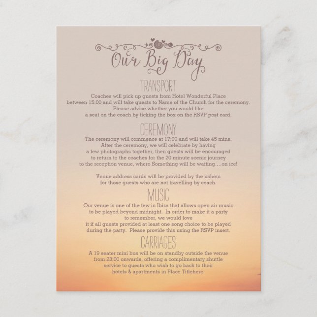 Faire-part de mariage à la plage "notre grand jour (Devant)