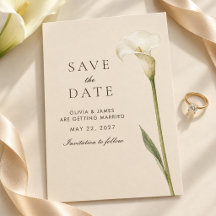 Faire-part de mariage à la rose calla champagne