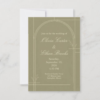 Faire-part de mariage à la sauge botanique