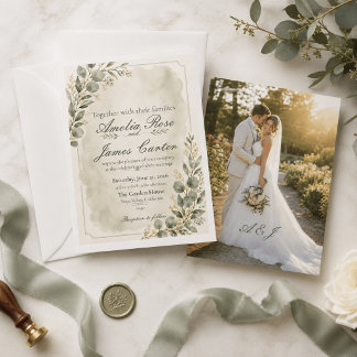 Faire-part de mariage à la sauge et à l'eucalyptus