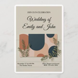 Faire-part de mariage à la terre cuite, marine et 