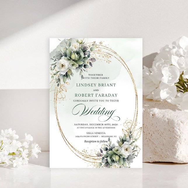 Faire-part de mariage à la verdure aquarelle douce (Soft watercolor greenery wedding invitation)