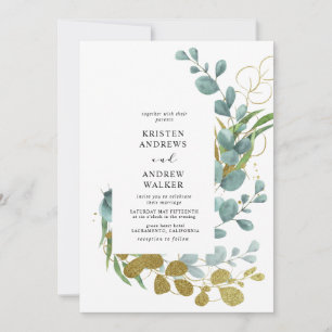 faire-part de mariage à la verdure d'eucalyptus do