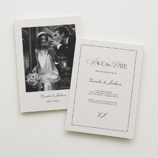 Faire-Part de Mariage à l'ancienne en Noir et Ivoi