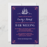 Faire-part de mariage à l'ancre de bateau vintage