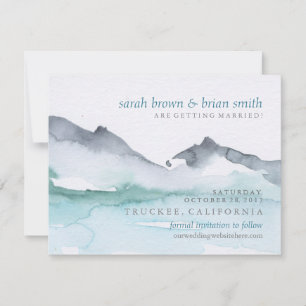 Faire-part de mariage à l'aquarelle au bord du lac