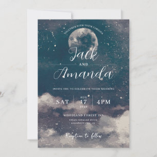 Faire-part de mariage à l'aquarelle au clair de lu