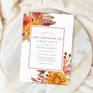 Faire-part de mariage à l'aquarelle avec fleurs d'