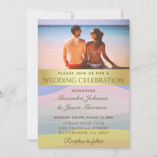 Faire-part de mariage à l'aquarelle avec photo de