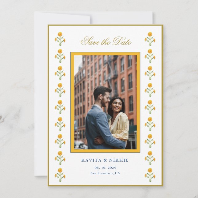 Faire-part de mariage à l'aquarelle avec une fleur (Devant)