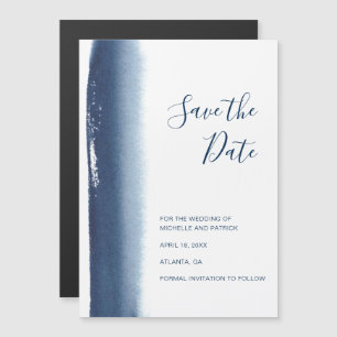 Faire-part de mariage à l'aquarelle bleu marine mo