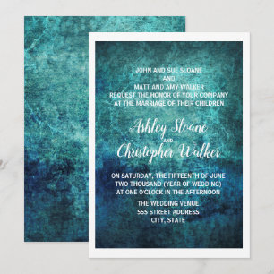 Faire-part de mariage à l'aquarelle bleu marine sa