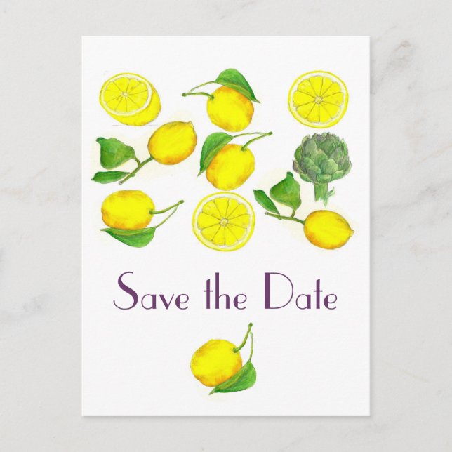 Faire-part de mariage à l'aquarelle de citron frui (Devant)