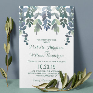 Faire-part de mariage à l'aquarelle d'eucalyptus  