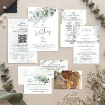 Faire-part de mariage à l'aquarelle Eucalyptus mod