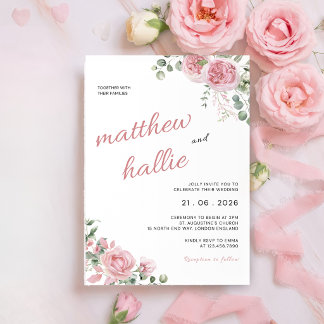 Faire-part de mariage à l'aquarelle Eucalyptus Ros
