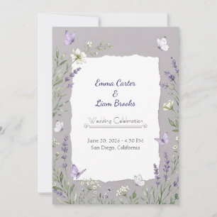 Faire-part de mariage à l'aquarelle Lavande et Pap