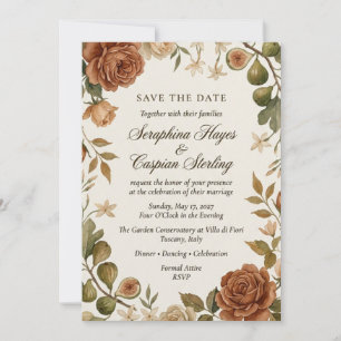 Faire-part de mariage à l'aquarelle Rose et Figue