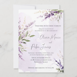 Faire-part de mariage à l'aquarelle vert sauge et 