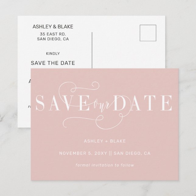 Faire-part de mariage à l'écriture calligraphique  (Devant / Derrière)