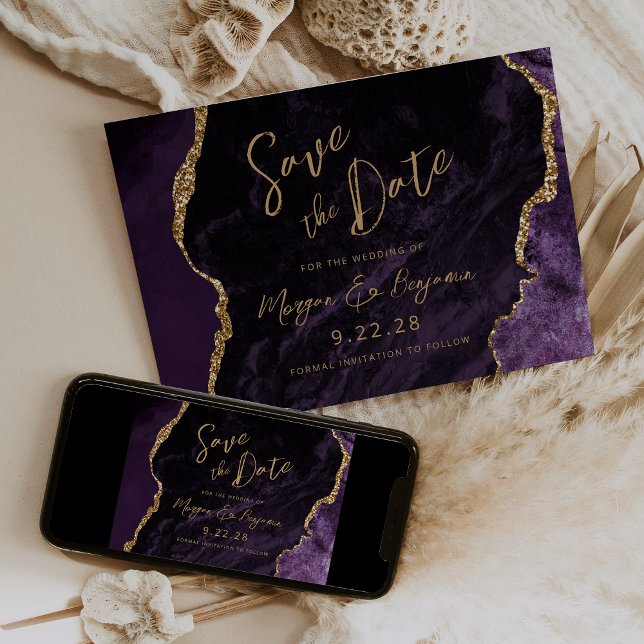 Faire-part de mariage à l'écriture d'agate violett (Créateur téléchargé)