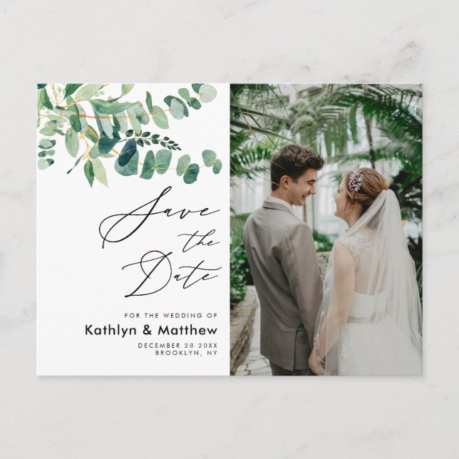 Faire-part de mariage à l'écriture de verdure d'Eu (Devant)