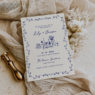 Faire-part de mariage à main bleue