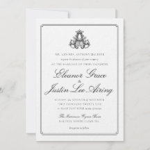 Faire-part de mariage à monogramme "A" noir