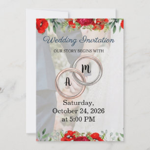 Faire-part de mariage à monogramme de couple flora