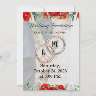 Faire-part de mariage à monogramme de couple flora