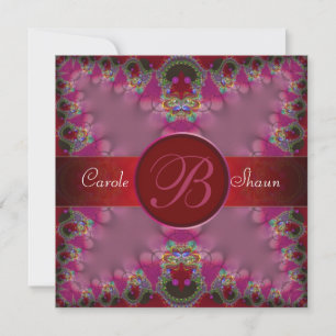 Faire-part de mariage à monogramme en dentelle fra