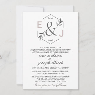Faire-part de mariage à monogramme esperluette