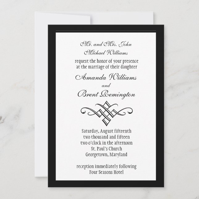 Faire-part de mariage à monogramme moderne en blan (Devant)