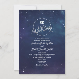 Faire-part de mariage à monogramme sous une nuit é