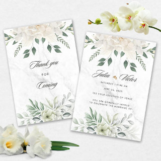 Faire-part de mariage à motif de fleurs blanches