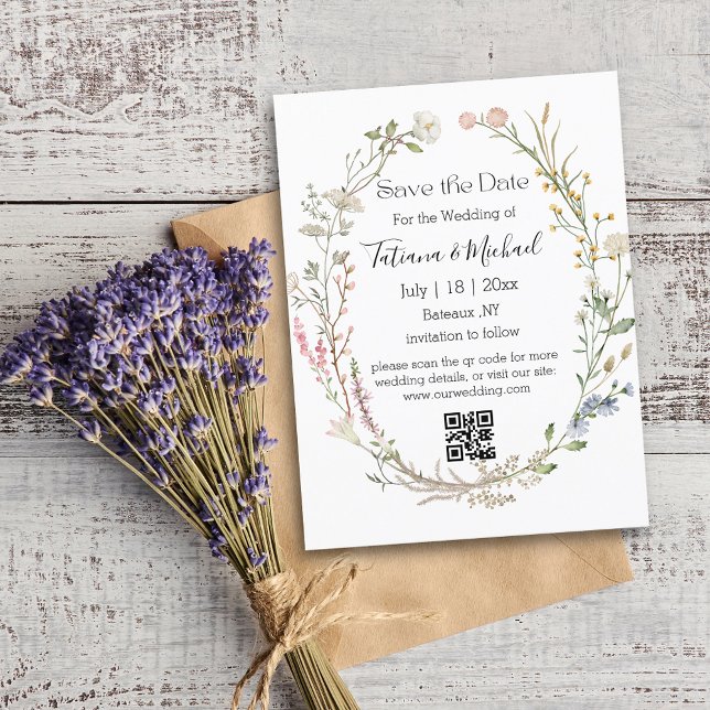 faire-part de mariage à motif floral aquarelle ave (Créateur téléchargé)