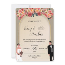 Faire-part de mariage à motif floral doré élégant