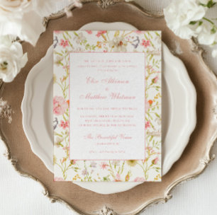 Faire-part de mariage à motif floral vintage