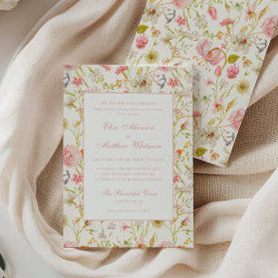 Faire-part de mariage à motif floral vintage